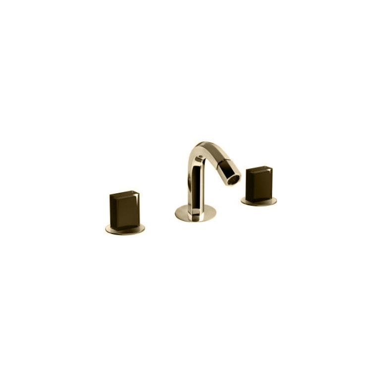 Fantini Venezia Смеситель для биде, 3 отв., с донным клапаном, излив 120мм, цвет: Matt British Gold PVD