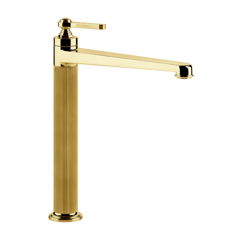 GESSI VENTI20 Смеситель для раковины высокий, однорычажный, без донного клапана, цвет Gold PVD