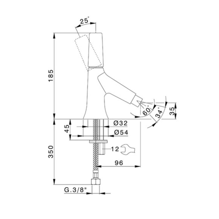 Смеситель однорычажный для биде на 1 отверстие с донным клапаном, цвет белый матовый