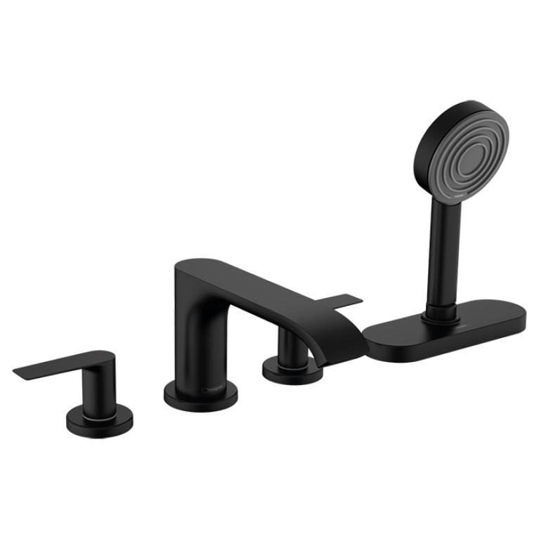 HANSGROHE VIVENIS Смеситель на борт ванны на 4 отв, с ручной лейкой, цвет черный матовый (без внутр части)