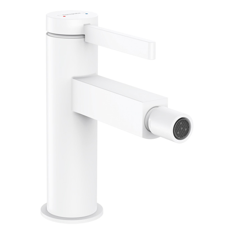 HANSGROHE FINORIS Смеситель для биде на 1 отверстие, однорычажный, с донным клапаном, цвет белый матовый