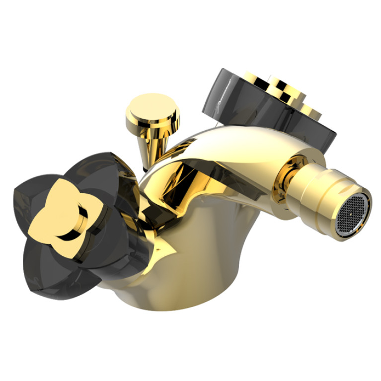 THG PETALE DE CRISTAL NOIR Смеситель для биде на 1 отверстие, с донным клапаном, цвет полированное золото