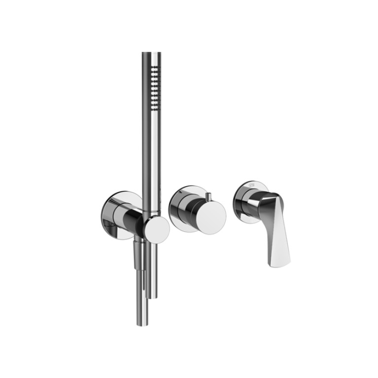 GESSI  VENTAGLIO Внешняя часть настенного смесителя для душа на 2 выхода с ручным душем и перекл, цвет: хром