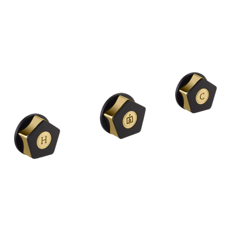 Newform ParkLE Комплект смесителя для душа с перекл. на 3 потока, с подключением на 1/2&rdquo;,  цвет:   PVD glossy gold + черный матовый