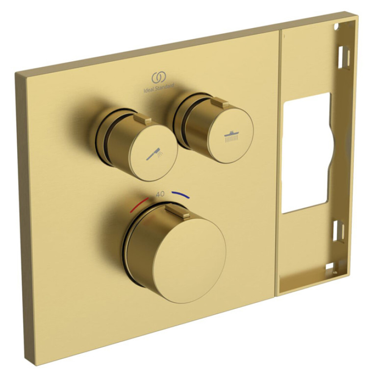 Ideal Standard Ceratherm Navigo Solos Смеситель для душа, встраиваемый, термостатический, без комплектом EASY-BOX A1000NU, цвет: PVD Brushed Gold