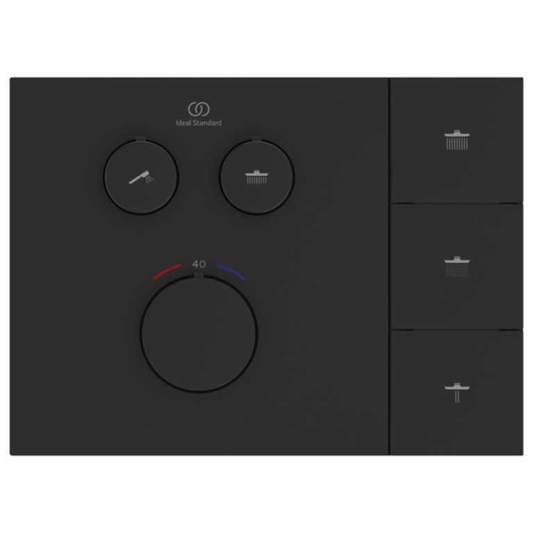 Ideal Standard Ceratherm Navigo Solos Смеситель для душа, встраиваемый, термостатический, без комплектом EASY-BOX A1000NU, цвет: Черный матовый