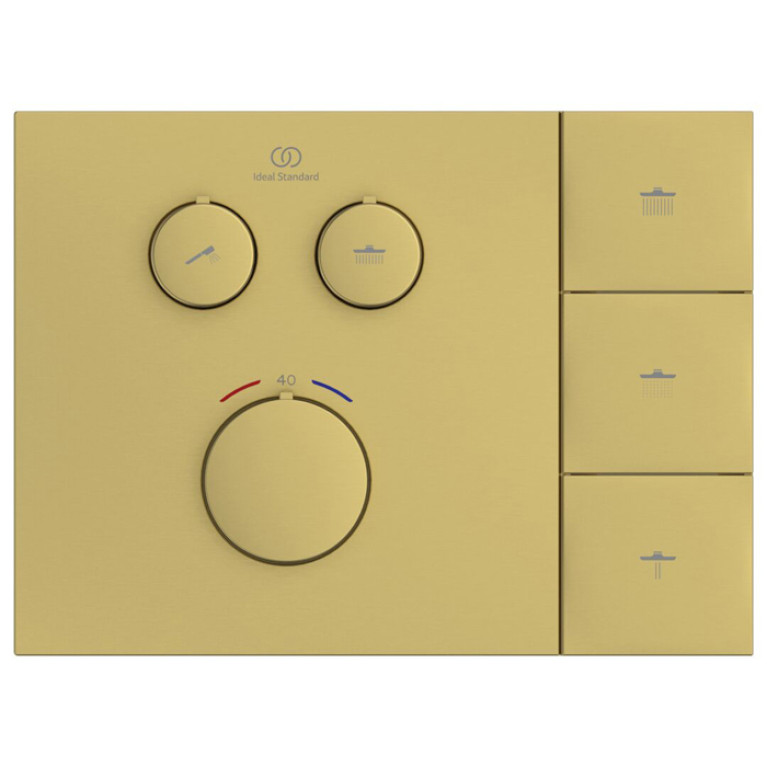 Ideal Standard Ceratherm Navigo Solos Смеситель для душа, встраиваемый, термостатический, без комплектом EASY-BOX A1000NU, цвет: PVD Brushed Gold