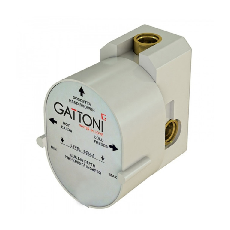 Gattoni GBOX Универсальная монтажная коробка под встраиваемый смеситель для душа с 1-м выходом, входы 1/2, цвет хром (Снято с пр-ва)