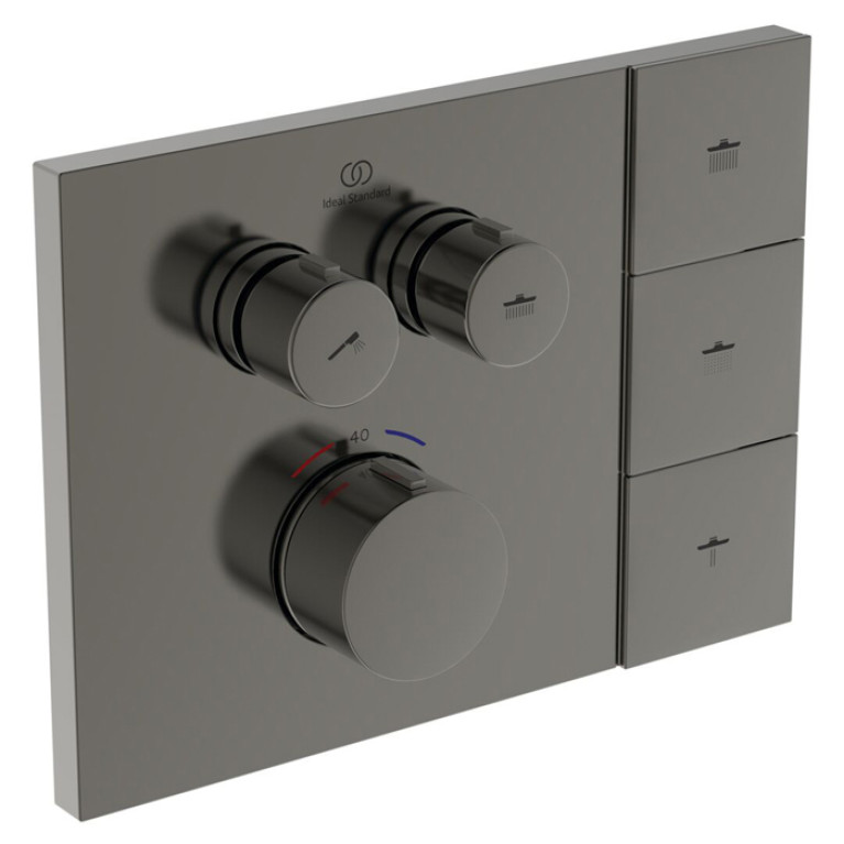 Ideal Standard Ceratherm Navigo Solos Смеситель для душа, встраиваемый, термостатический, без комплектом EASY-BOX A1000NU, цвет: PVD Magnetic Grey