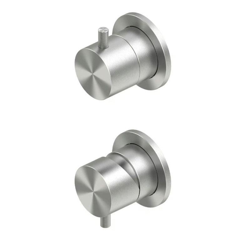 QuadroDesign SOURCE 1247.00AS Смеситель из стены с переключателем на 2 потребителя, цвет Brushed Stainless Steel
