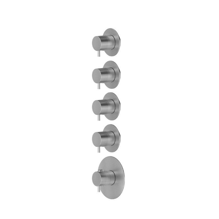 Newform X-Steel 316 Внешняя часть термостатического смесителя на 4 потока с отдельными ручками запорного вентиля, цвет: нержавеющая сталь