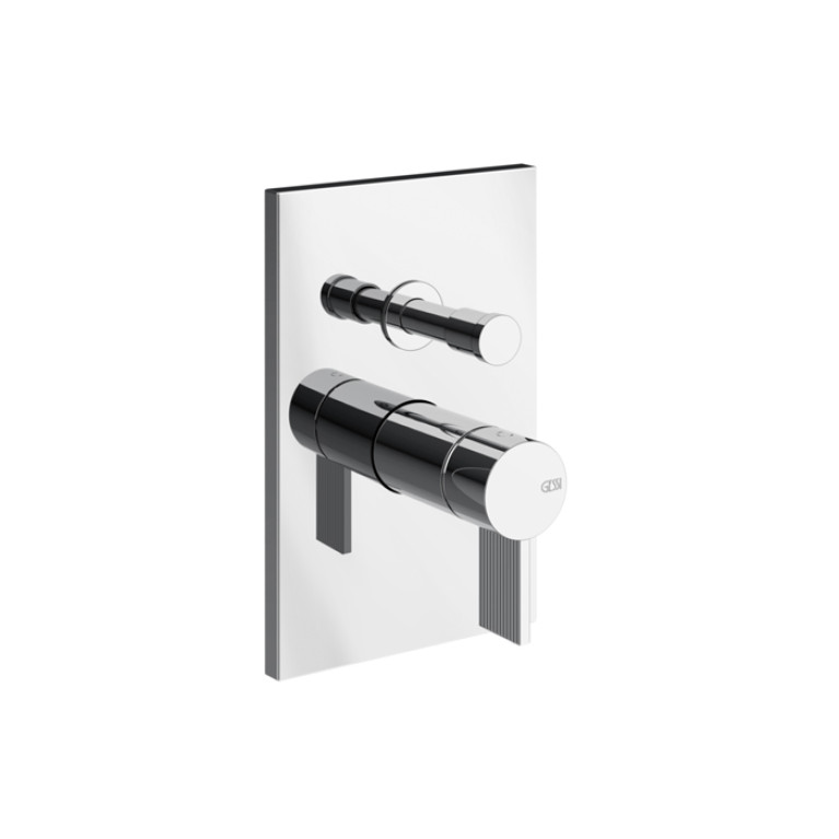 GESSI  INVERSO RIGATO Внешняя часть настенного смесителя на 2 выхода с перекл ванна/душ, цвет: хром