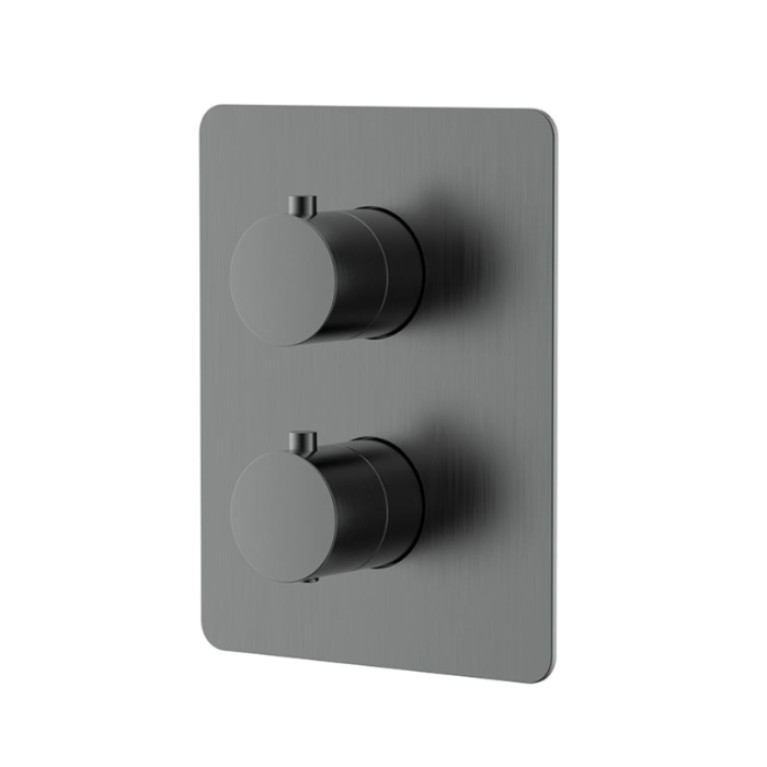 NEMO NM-2358BGM Термостатический встраиваемый смеситель для душа из стены на 2 потребителя, BRUSH GU