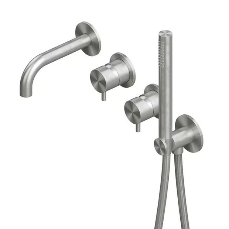QuadroDesign SOURCE/OTTAVO 1369.00AS Смесители на 2 потребителя с изливом, ручным душем, держателем, выпуском,шлангом 1500 мм, цвет B