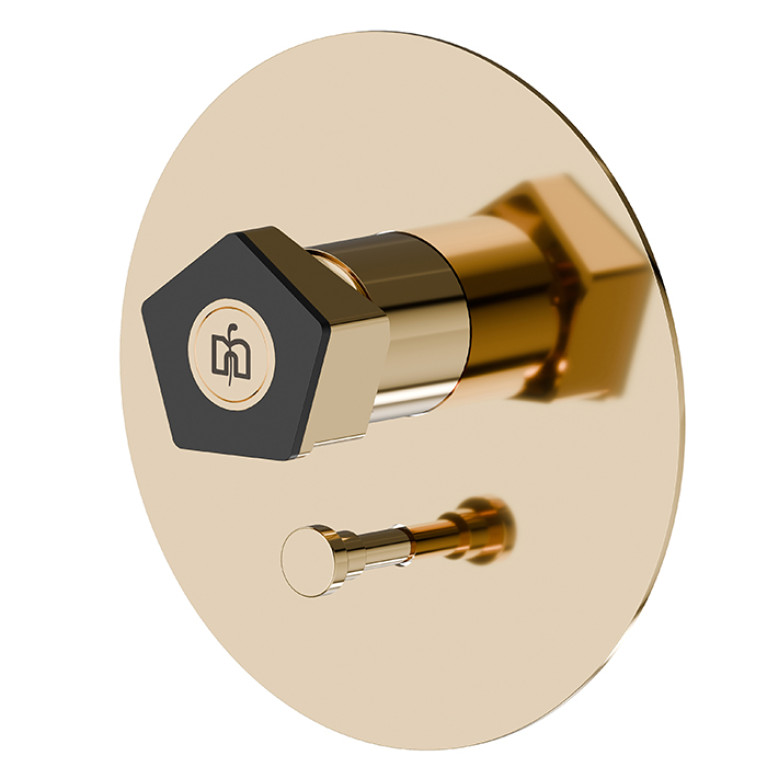 Newform ParkLE Внешняя часть смесителя для душа с авто перекл. на 2 потока, цвет:  PVD glossy gold + черный матовый