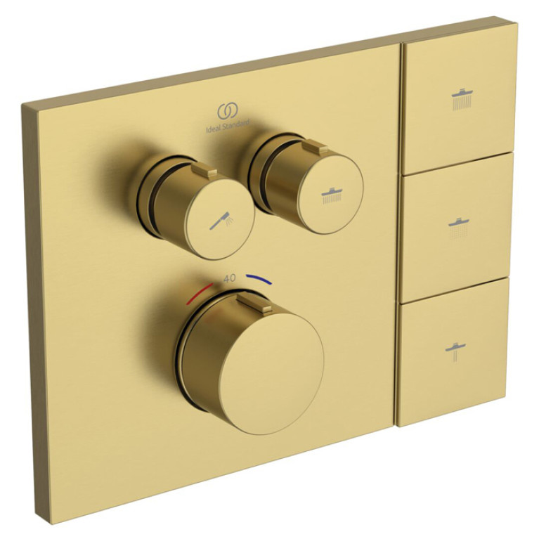 Ideal Standard Ceratherm Navigo Solos Смеситель для душа, встраиваемый, термостатический, без комплектом EASY-BOX A1000NU, цвет: PVD Brushed Gold