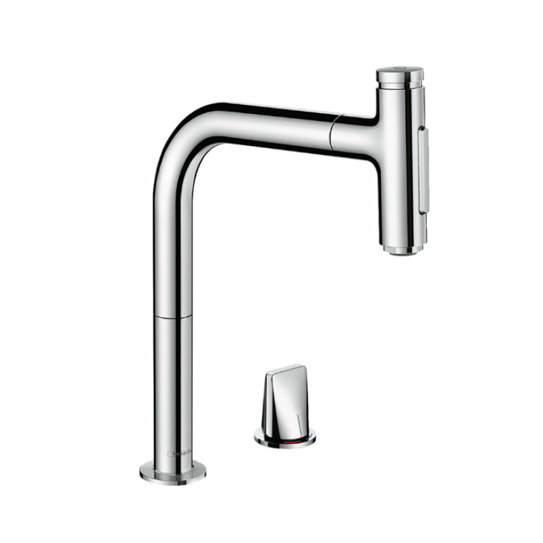 HG Metris Select M71 M7120-H200 Кухонный смеситель, однорычажный, на 2 отверстия, с вытяжным изливом, цвет хром