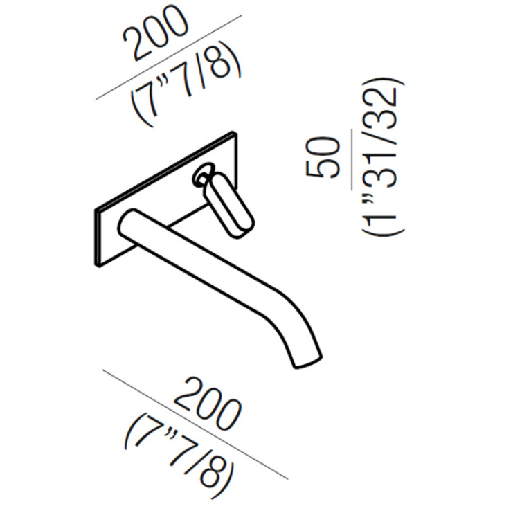 Agape Square Смеситель для раковины встроенный, однорычажный, излив: 20см, цвет: сатин