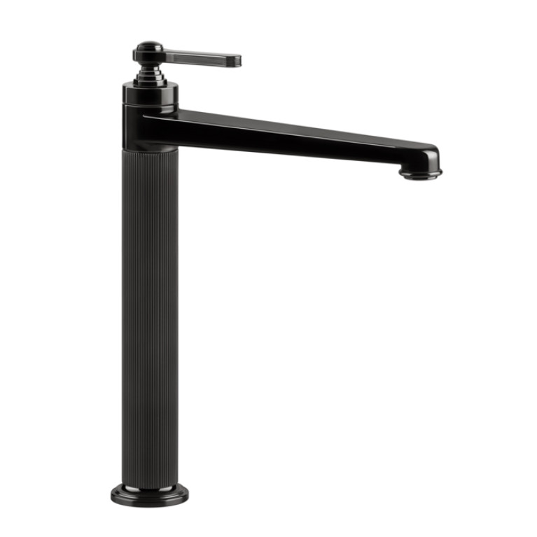 GESSI VENTI20 Смеситель для раковины на 1 отверстие, однорычажный, высокий, в комплекте с донным клапаном, цвет Black Metal PVD