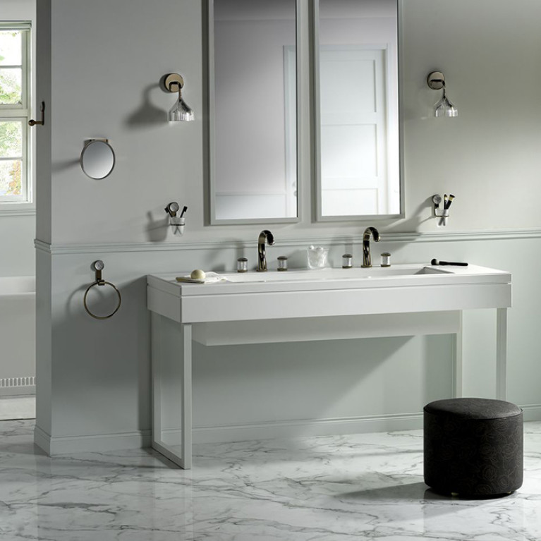 THG HIRONDELLES Смеситель для раковины на 3 отверстия, с донным клапаном, цвет Umber color PVD