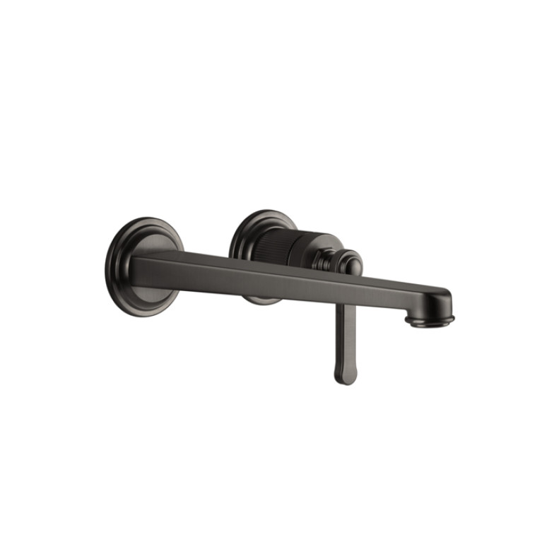 GESSI VENTI20 Смеситель для раковины настенный, встраиваемый, однорычажный, излив 243 мм., внешняя часть, цвет Black Metal Brushed PVD