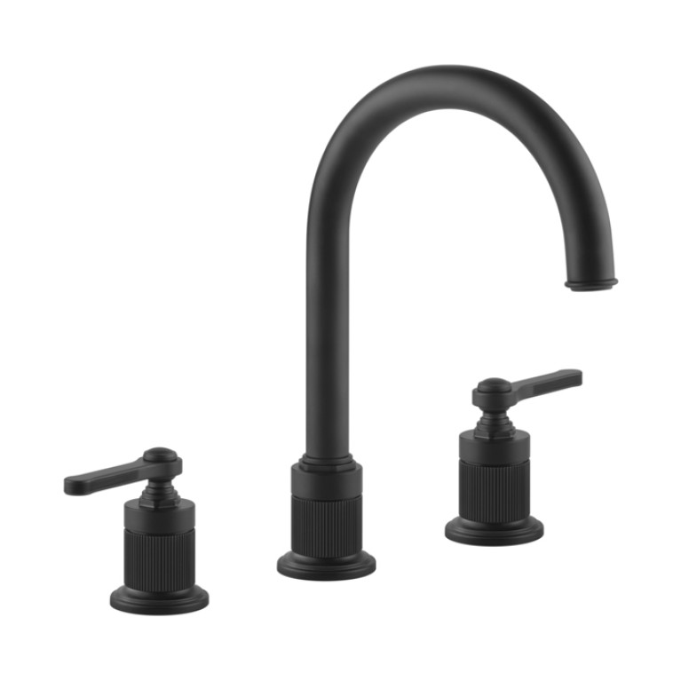 GESSI VENTI20 Смеситель для раковины на 3 отверстия, высота излива 168 мм., в комплекте с донным клапаном, цвет черный матовый