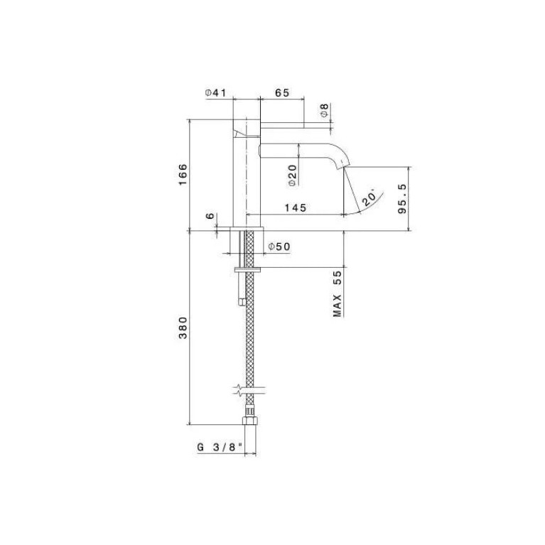 Kerama Marazzi Смеситель для раковины ETERNA однорычажный, без донного клапана 3/8&rdquo;, нержавеющая сталь