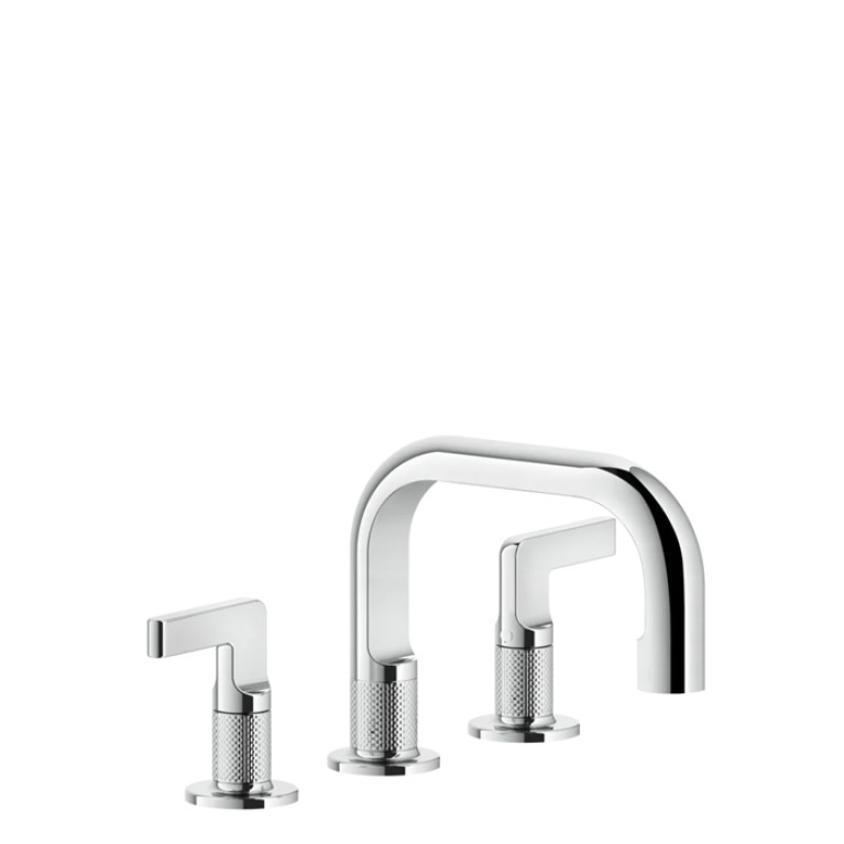 GESSI INCISO Смеситель для раковины на 3 отверстия с донным клапаном, излив 140мм, h=145мм Цвет: хром
