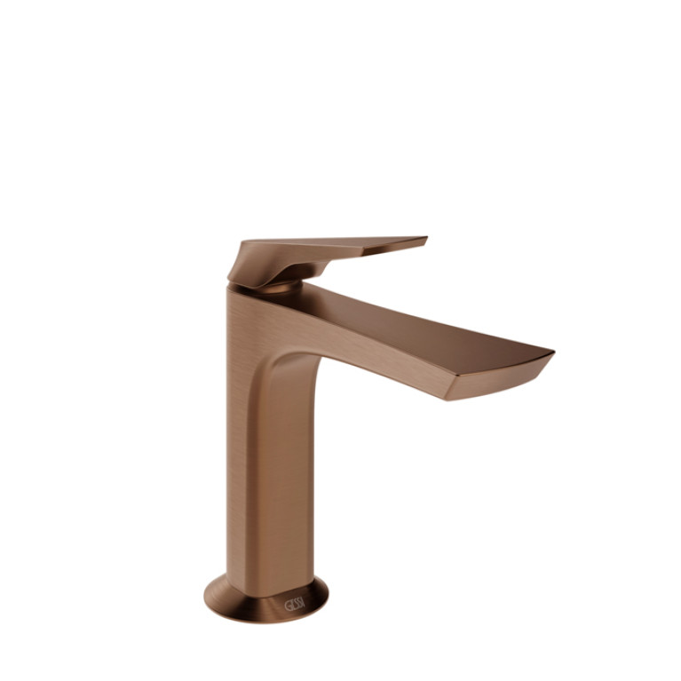 GESSI  VENTAGLIO Смеситель для раковины с донным клапаном StopGo и соединительными шлангами, цвет: Copper Brushed PVD