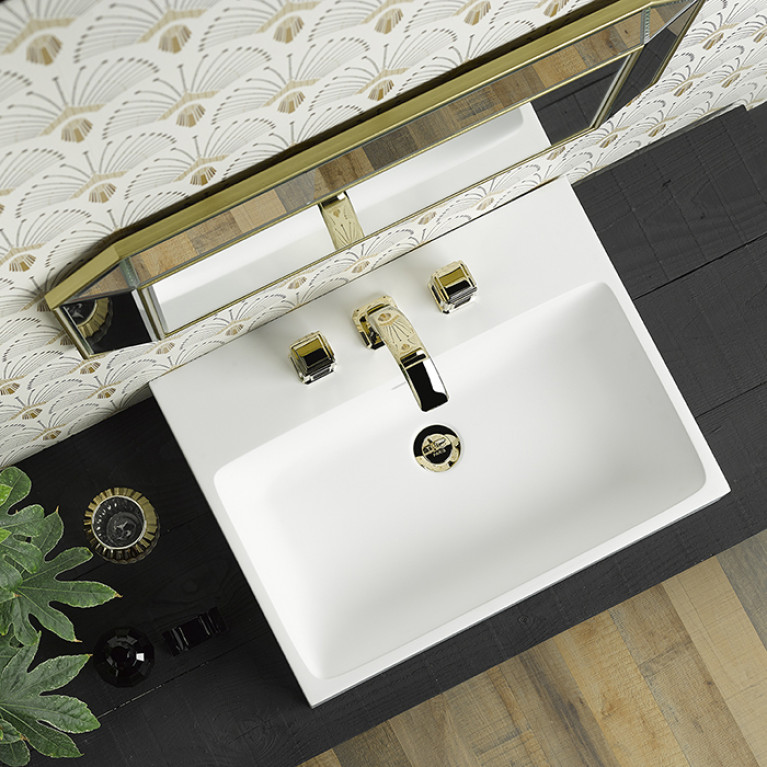 THG METROPOLIS CRISTAL NOIR Смеситель для раковины на 3 отверстия, с донным клапаном, цвет Soft Gold