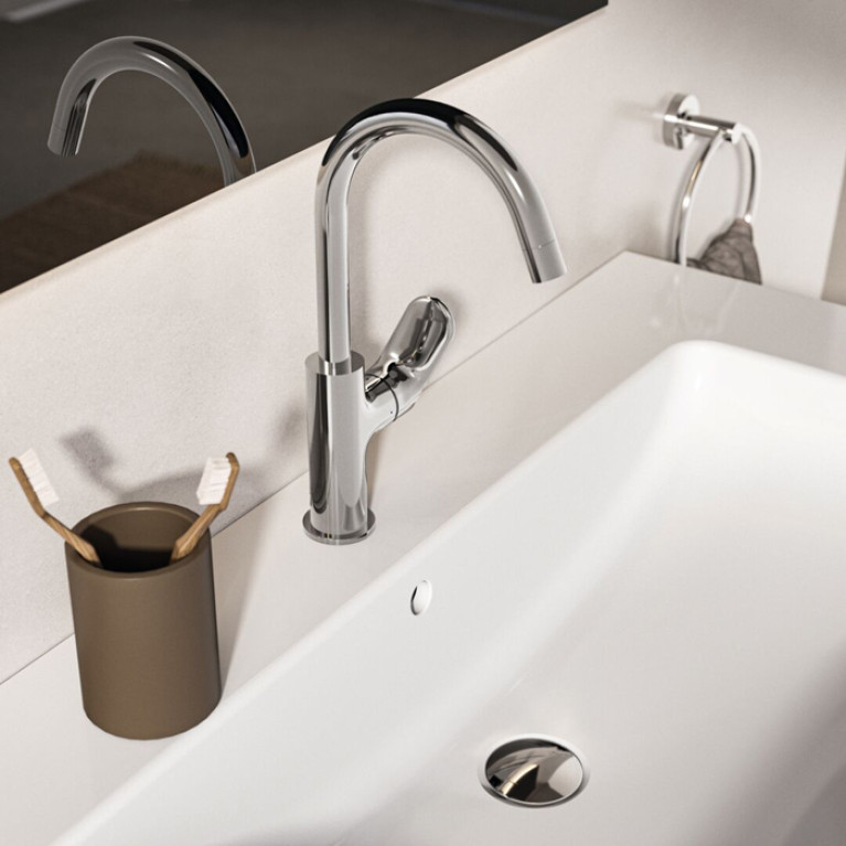 Ideal Standard Ceralife O Смеситель для раковины H215, с поворотным изливом, с донным клапаном, цвет: хром