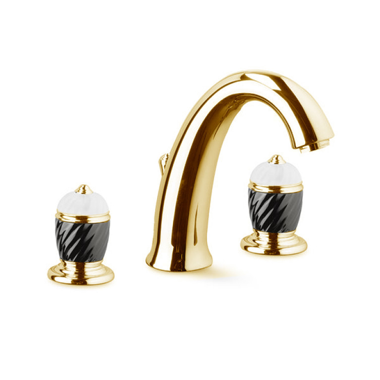 Newform Deluxe Смеситель для раковины на 3 отверстия (1/2&rdquo; t piece) с  донным клапаном, цвет: gold