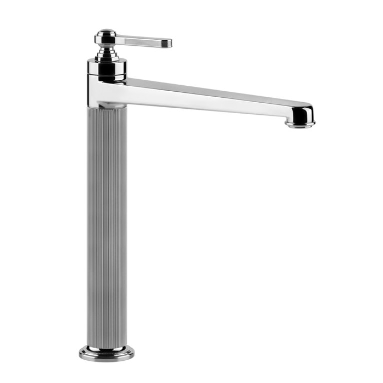 GESSI VENTI20 Смеситель для раковины на 1 отверстие, однорычажный, высокий, в комплекте с донным клапаном, цвет хром
