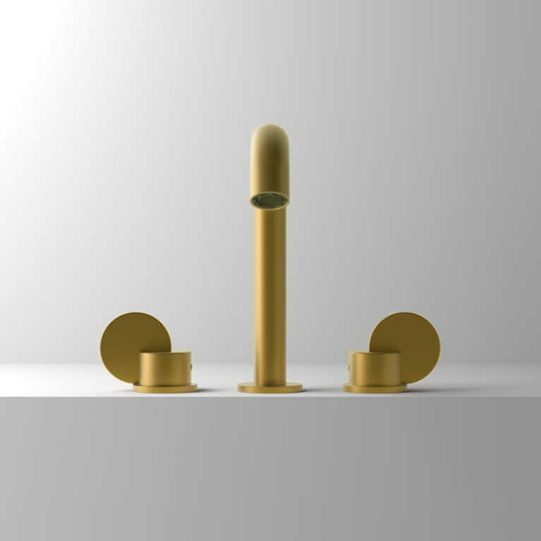 AGAPE LIMON Смеситель для раковины на 3 отверстия, цвет Natural brushed brass