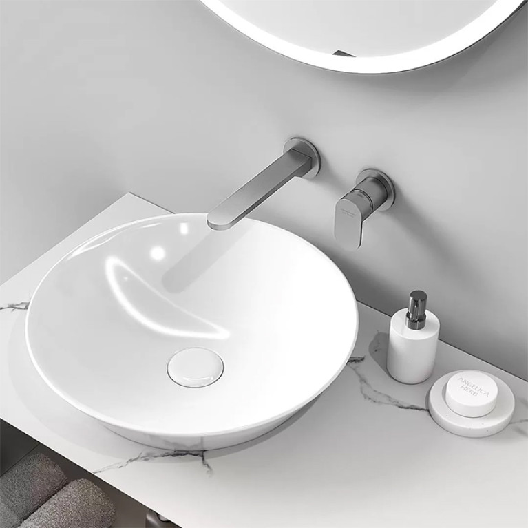 Kerama Marazzi Смеситель для раковины SIARA настенный, с внутренней частью, нержавеющая сталь
