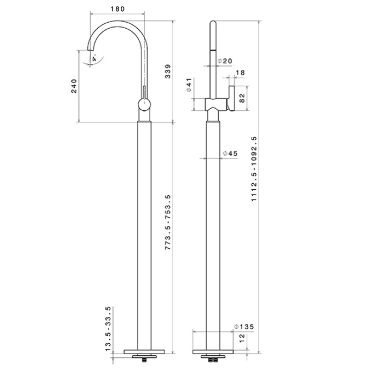 Newform Blink Chic Внешняя часть отдельно стоящего смесителя для раковины, цвет:  PVD brushed pale gold