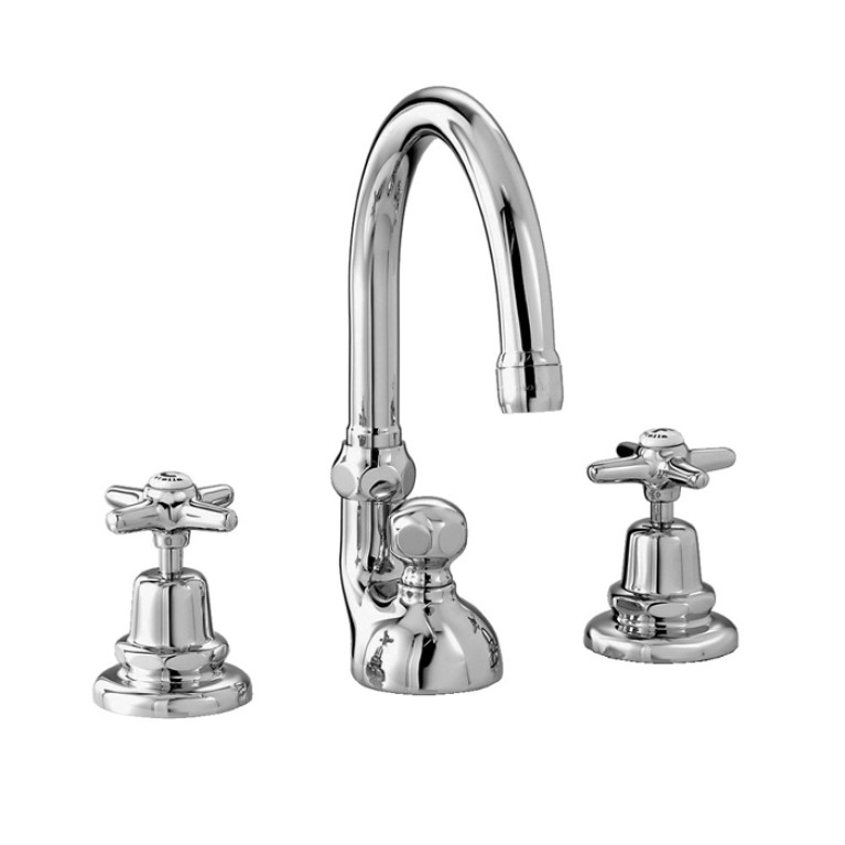 Stella Italica Смеситель для раковины на 3 отверстия 3225TC, с донным клапаном, цвет: хром