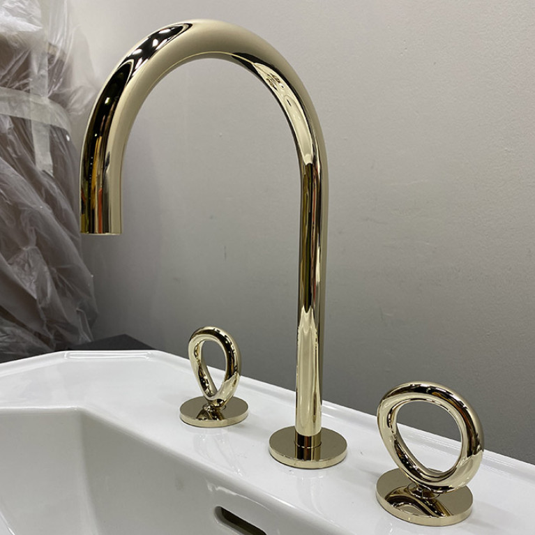 THG Collection O Смеситель для раковины, 3 отв., с донным клапаном, цвет: Soft gold
