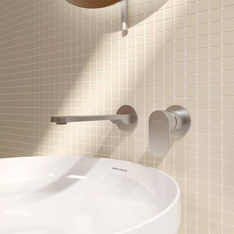 Kerama Marazzi Смеситель для раковины SIARA настенный, с внутренней частью, нержавеющая сталь