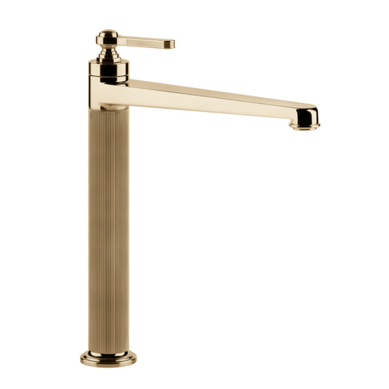 GESSI VENTI20 Смеситель для раковины на 1 отверстие, однорычажный, высокий, в комплекте с донным клапаном, цвет Warm Bronze PVD