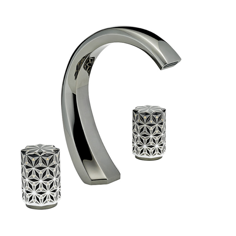 THG NIHAL PORCELAINE NOIRE Смеситель для раковины на 3 отверстия, с донным клапаном, цвет Aranja (black nickel)
