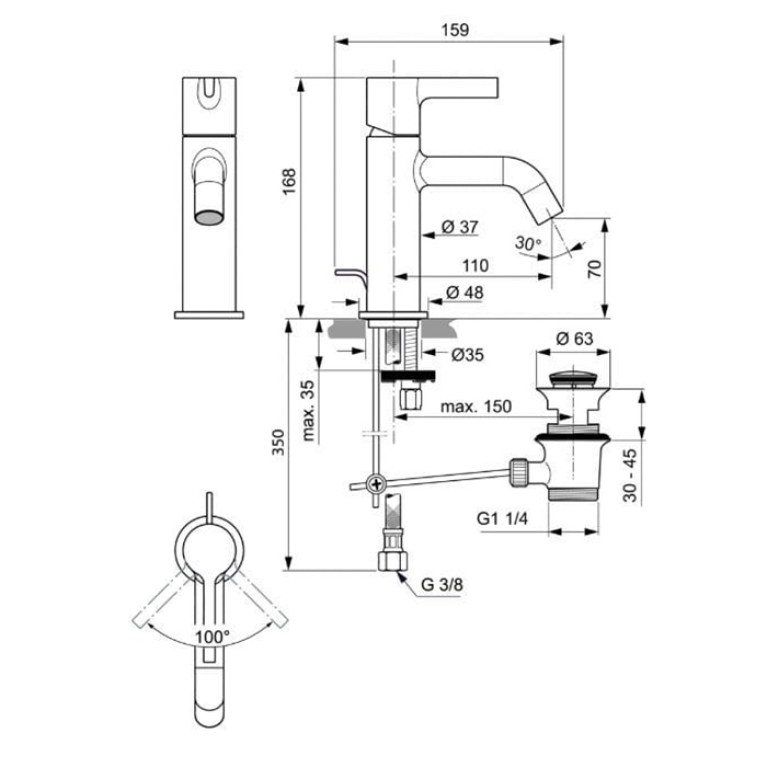 Ideal Standard Joy Смеситель для раковины, на 1 отв, с донным клапаном, цвет: хром