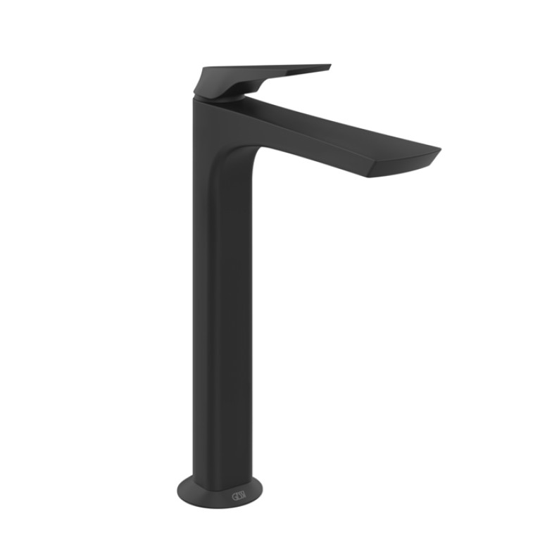 GESSI  VENTAGLIO Смеситель для раковины высокий с донным клапаном StopGo и соединительными шлангами, цвет: Matte Black