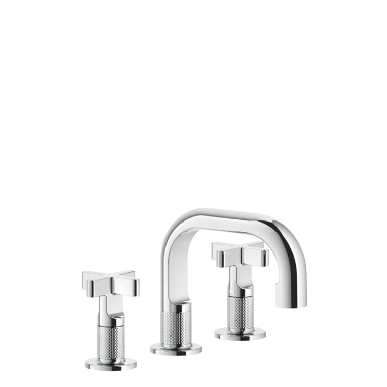 GESSI INCISO Смеситель для раковины на 3 отверстия с донным клапаном, излив 140мм, h=145мм, цвет: хром