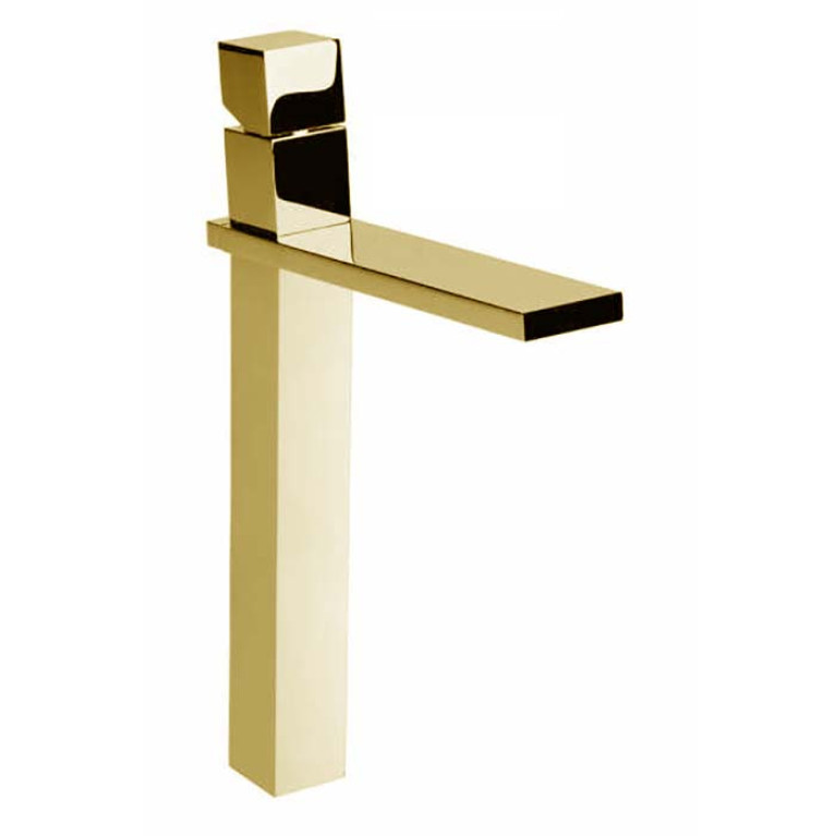 Bossini Cube Смеситель для раковины на 1 отв., супер-высокий с заглушкой 1&rdquo;1/4, цвет: Gold PVD