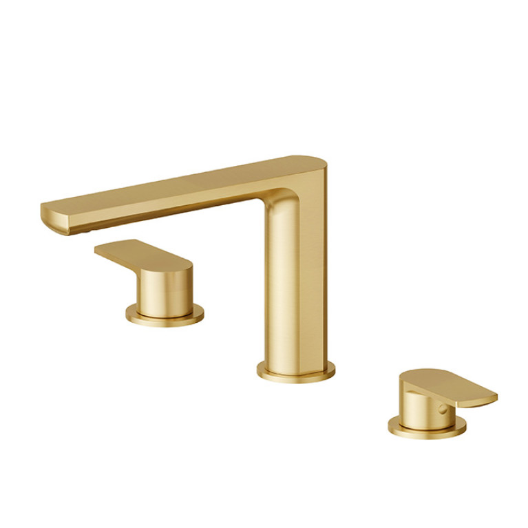 Newform Haka Смеситель для раковины на 3 отверстия без донного клапана, цвет: PVD brushed gold
