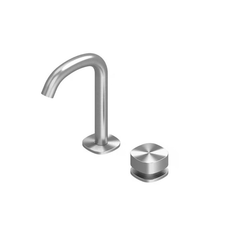 QuadroDesign SUPER 2231TAS Смеситель для раковины на 2 отверстия из столешницы, Brushed Stainless Steel