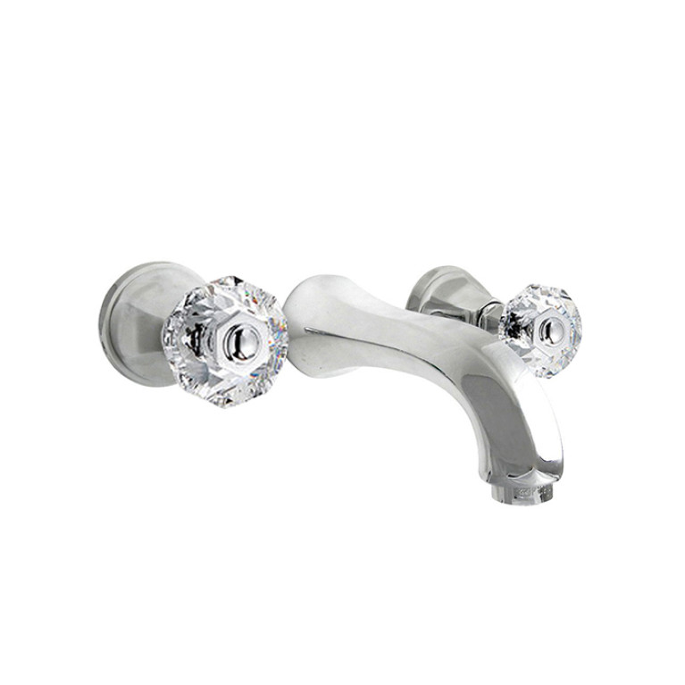 Nicolazzi Teide Смеситель для раковины настенный, излив: 168 мм, ручки Crystal handle, цвет: хром