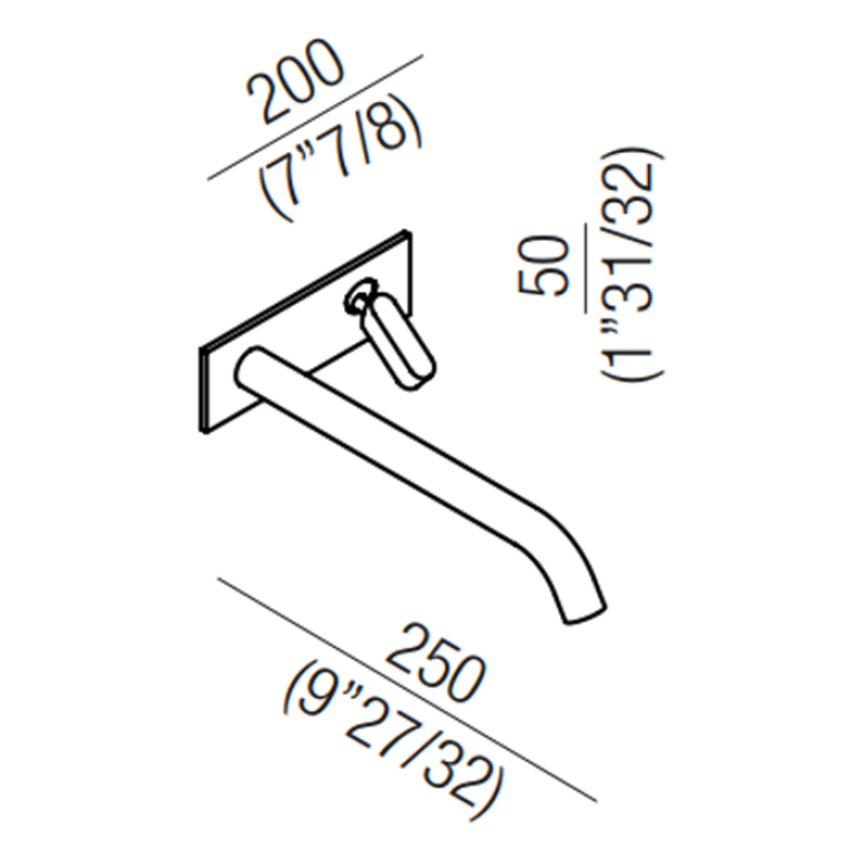 Agape Square Смеситель для раковины встроенный, однорычажный, излив: 25cм, цвет: глянец