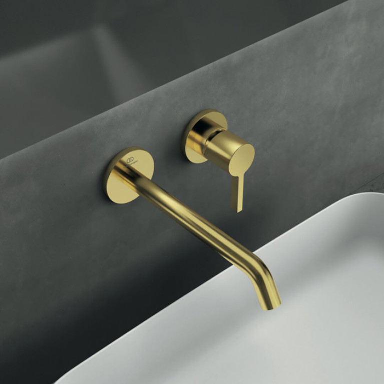 Ideal Standard Joy Cмеситель для раковины, встраиваемый, излив: 22.5см, без комплектом №1 A1313NU, цвет: PVD Brushed Gold